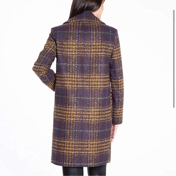 Women's Kensie Single Breasted Plaid Coat. Purple/Gold/Multi. Size Medium.‎ NWT. - Picture 4 of 13